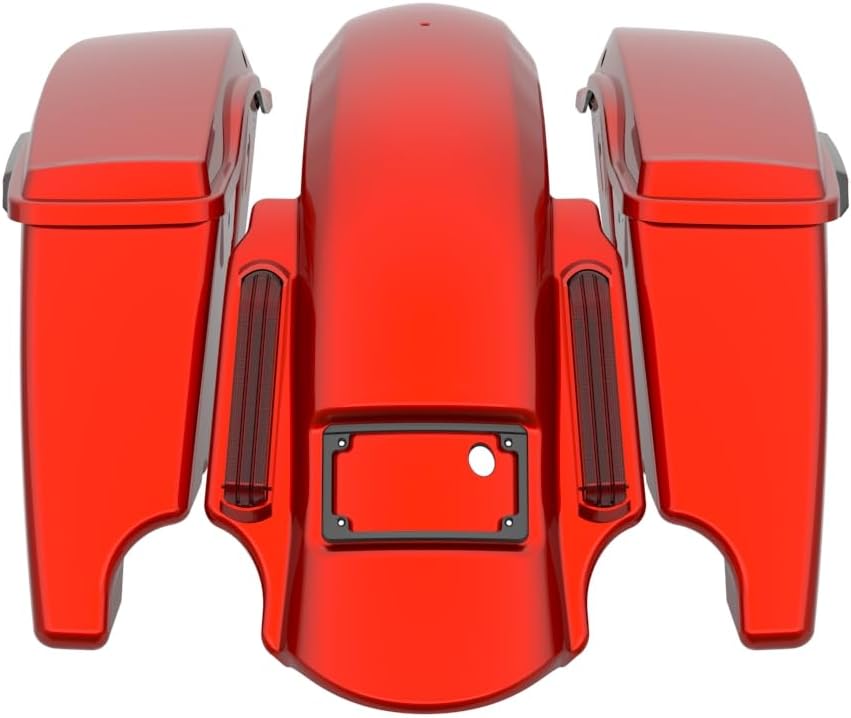 Advanblack Color Matched Stretched Bags, Lids Black Latch Hardware for '23-'24 Harley Touring CVO & 2024 Street Glide, Road Glide (Whiskey Fire)