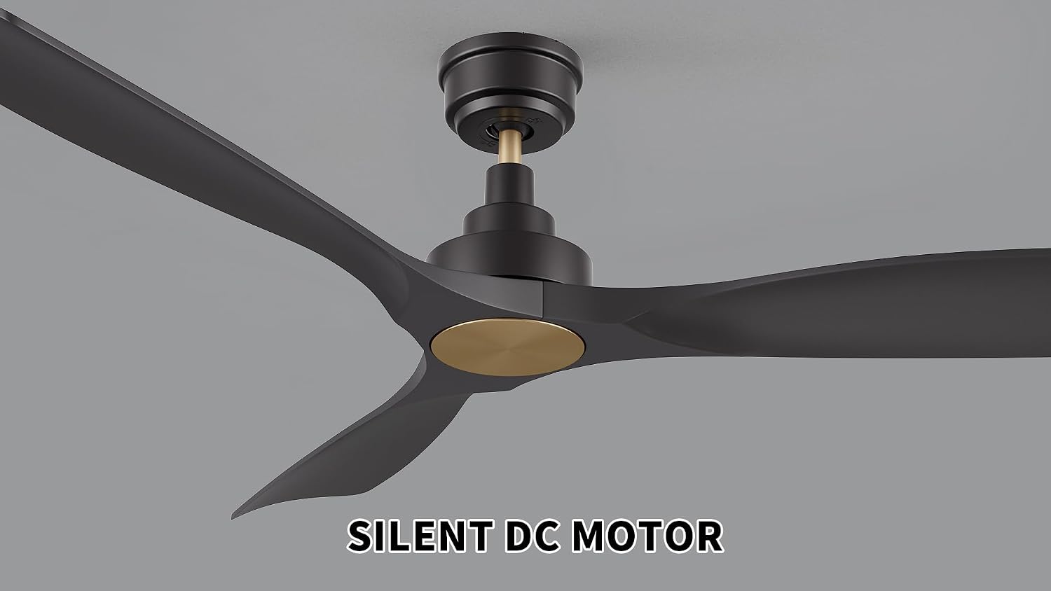 SMAFAN 52 Inch Ceiling Fan without Lights Low Profile, White Ceiling Fan with Remote, 10-Speed Reversible DC Motor, Indoor for Bedroom, Living room, Black