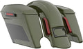 Advanblack Color Matched Stretched Bags, Lids Black Latch Hardware for '23-'24 Harley Touring CVO & 2024 Street Glide, Road Glide (Olive Steel Metallic & Vivid Black)