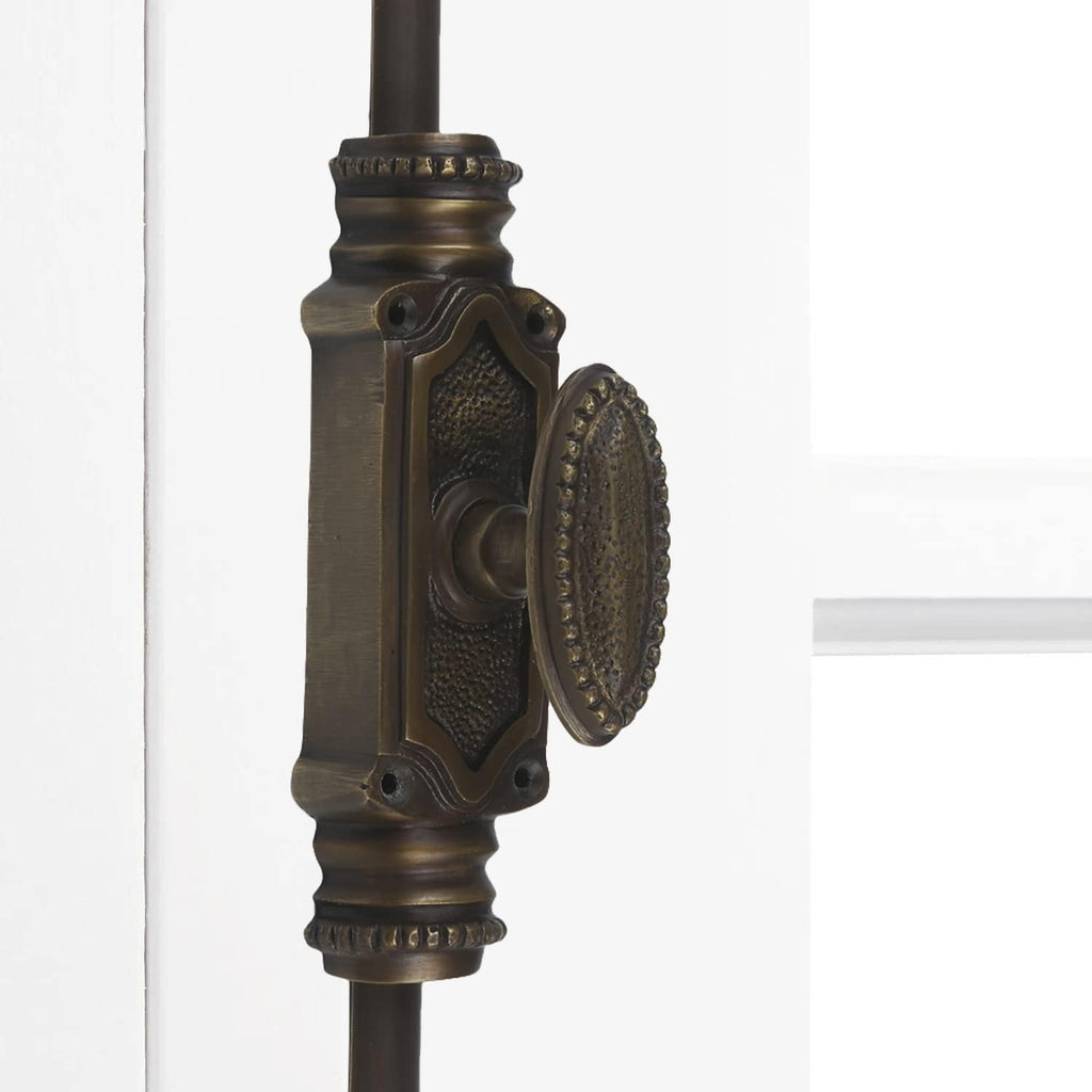 A29 Hardware 9 Feet Cremone Bolt for French Doors and Cabinets, Door Lock, Antique Brass Finish - Cremone Bolt Door Hardware, Vintage and Stylish Home Decor, Solid Brass Beaded Style