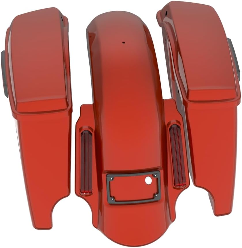 Advanblack Color Matched Stretched Bags, Lids Black Latch Hardware for '23-'24 Harley Touring CVO & 2024 Street Glide, Road Glide (Red Rock)