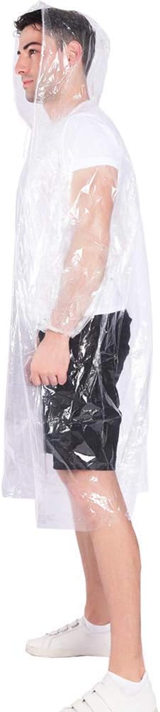 COOY Rain Ponchos,with Drawstring Hood （10 Pack） Emergency Disposable Rain Ponchos Family Pack for Adults,Clear
