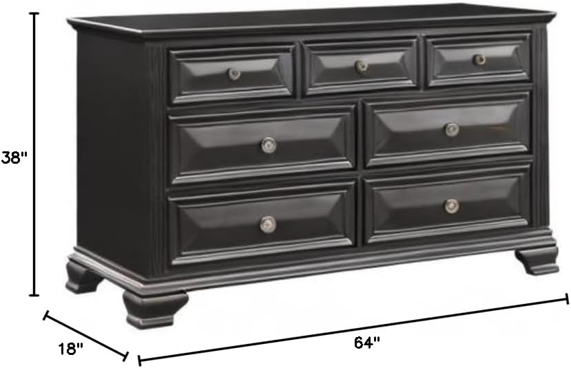 Roundhill Furniture Renova Vintage Black 7-Drawer Dresser