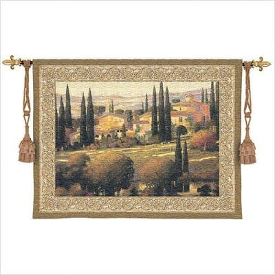 Tuscan Gold - Italian Villa Countryside Landscape - Max Hayslette - Cotton Woven Tapestry Wall Art Hanging - USA (53x40)