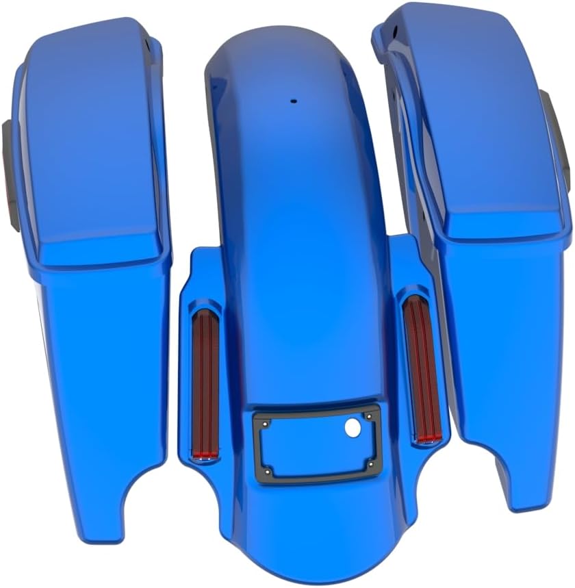 Advanblack Color Matched Stretched Bags, Lids Black Latch Hardware for '23-'24 Harley Touring CVO & 2024 Street Glide, Road Glide (Blue Burst)