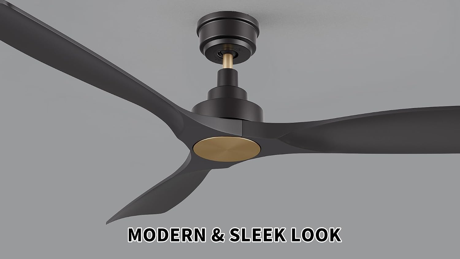 SMAFAN 52 Inch Ceiling Fan without Lights Low Profile, White Ceiling Fan with Remote, 10-Speed Reversible DC Motor, Indoor for Bedroom, Living room, Black