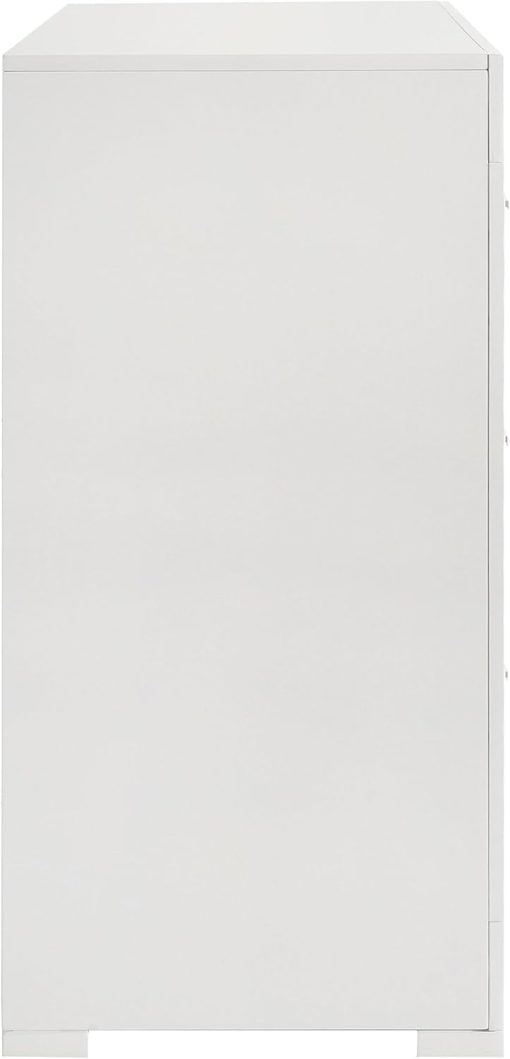 Coaster Home Furnishings - Ives - Wood - 6-Drawer Dresser with Contemporary Style, Tile Emboss, Felt-Lined Top, Metal Handles, Metal Extension Glides - Bedroom - White High Gloss - 224943