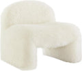 Modway Mina Faux Fur Accent Chair in White -,Furry Slipper Lounge Chair for Bedroom Or Living Room
