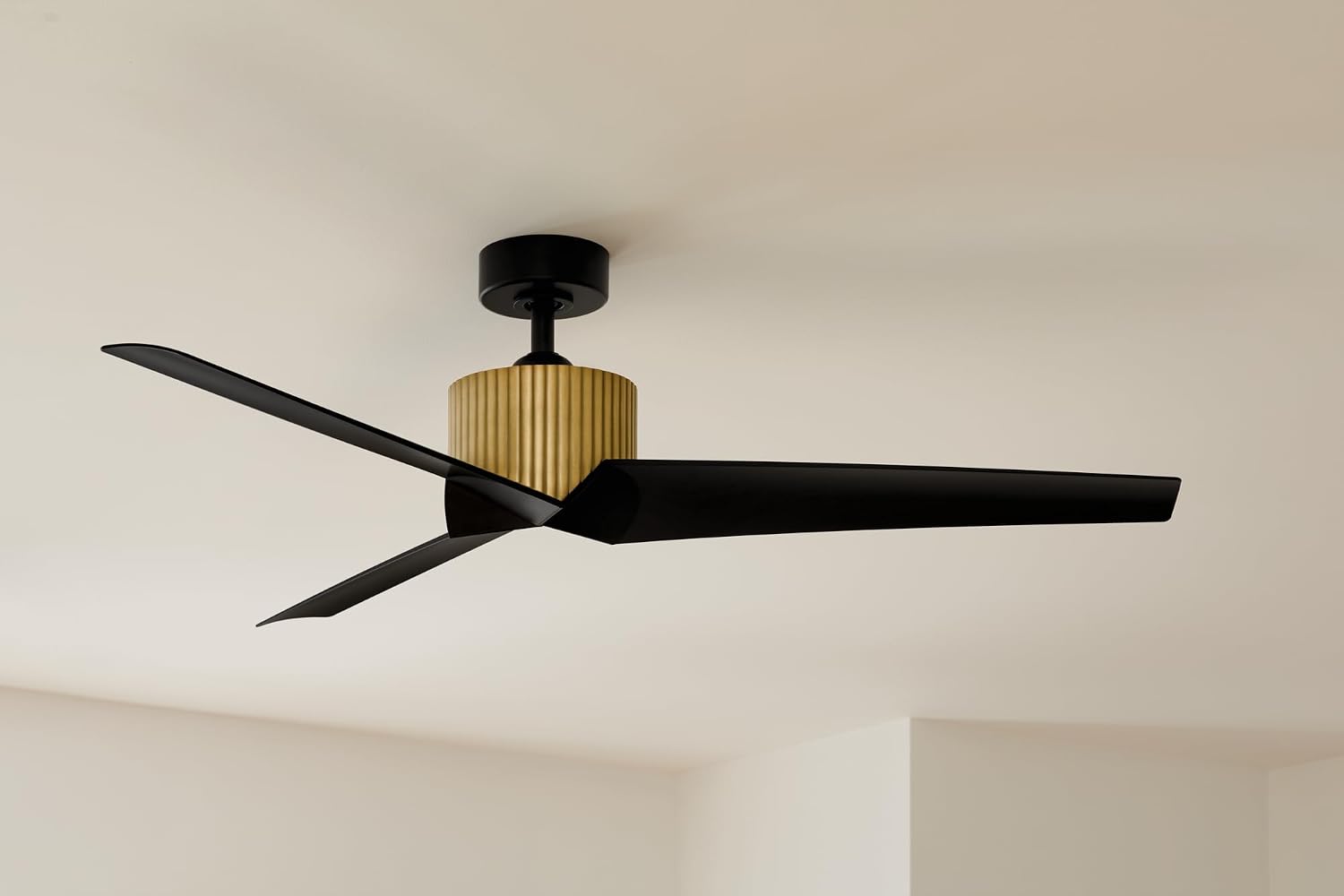 Kichler Almere 56 in 3 Blade Indoor Ceiling Fan without Light, Modern Natural Brass with Satin Black Blades for Living Room, Bedroom, Kitchen, 330130NBR