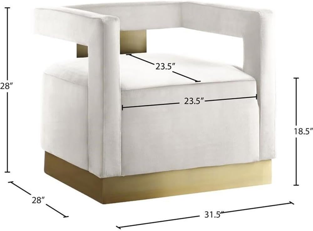 Meridian Furniture Armani 18.5' H Velvet Accent Chair in Cream and Gold
