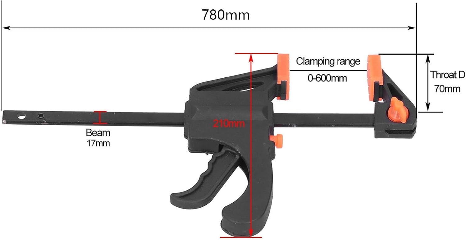 Duty 24in Ratchet Bar Clamp with Soft Pads & Storage Case Quick Release F for Woodworking,Furniture Packaging