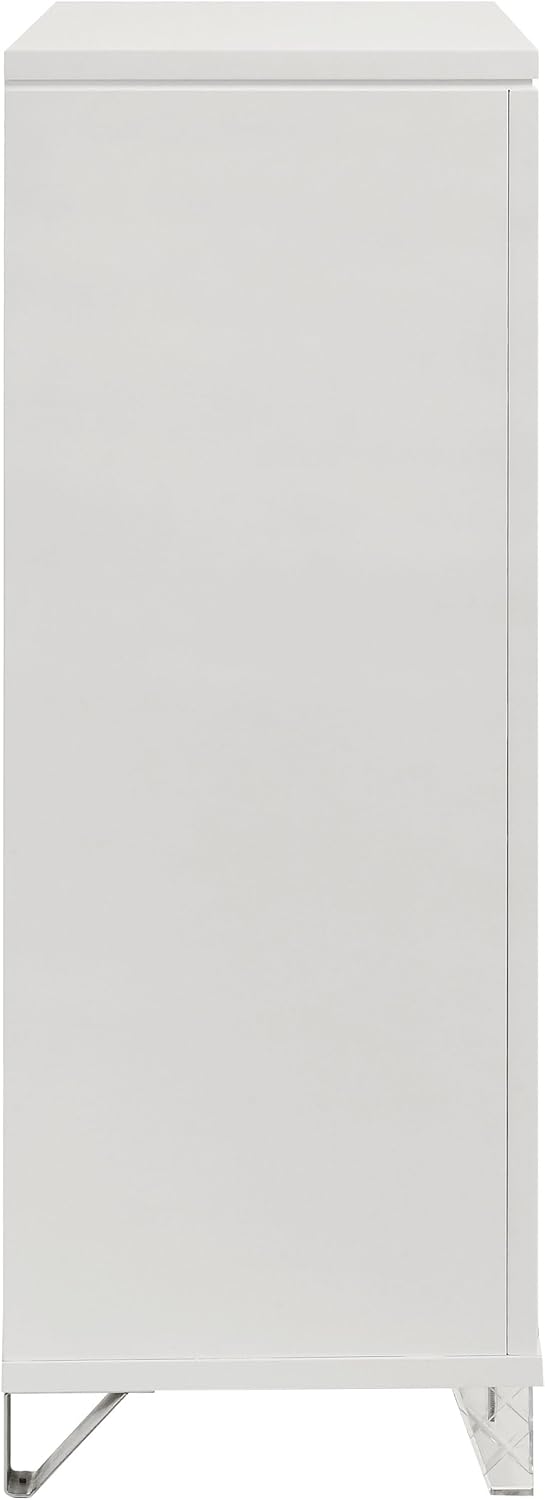 Coaster Home Furnishings Marmore Contemporary Wood 5-Drawer Bedroom Chest of Drawers Chiffonier Clothing Storage Cabinet Bedroom Armoire Tall Dresser Organizer Unit White 224965