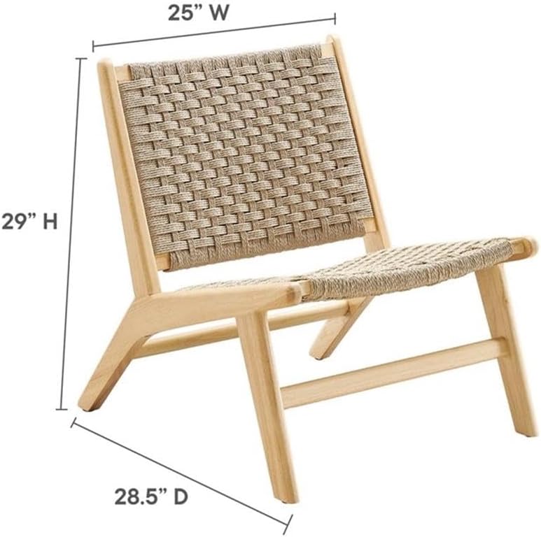 Modway Saoirse Woven Rope Wood Accent Lounge Chair in Natural Natural