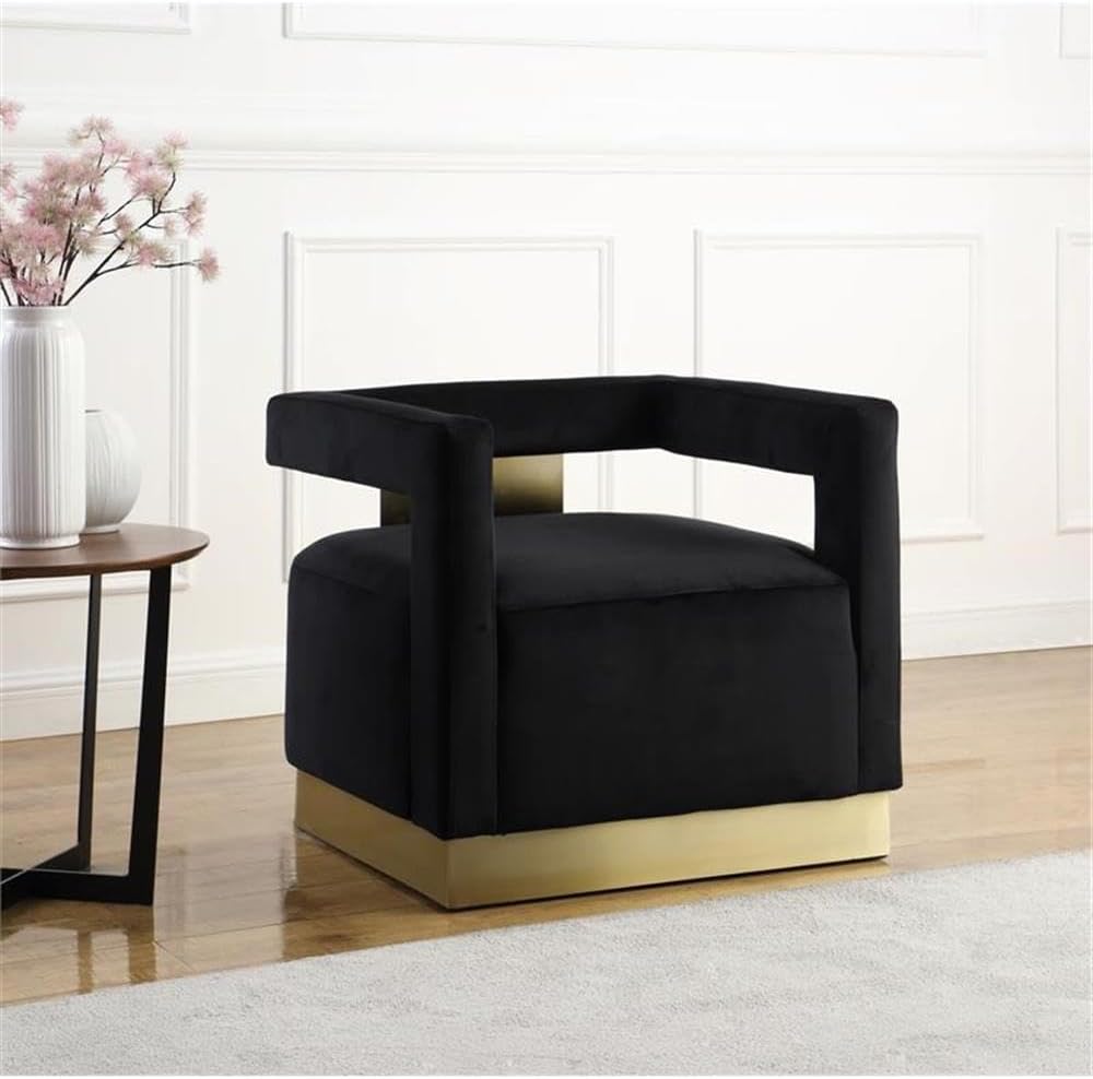 Meridian Furniture Armani 18.5' H Velvet Accent Chair in Black and Gold