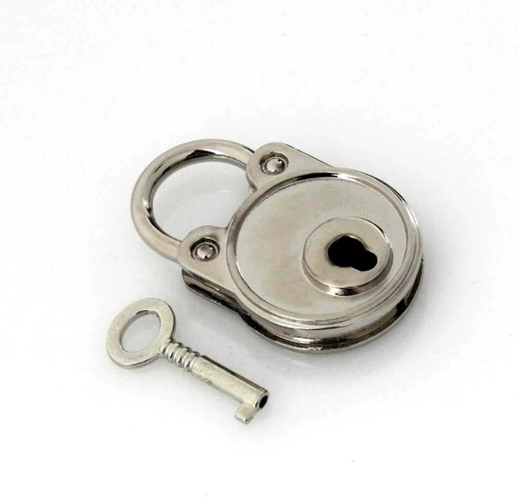 1pcs Metal Fashion Lovely Lock Vintage Mini Padlock Bag Suitcase Luggage Box Key with DIY Hardware Accessories(E)