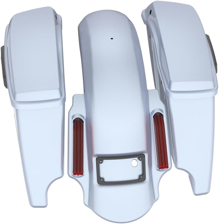 Advanblack Color Matched Stretched Bags, Lids Black Latch Hardware for '23-'24 Harley Touring CVO & 2024 Street Glide, Road Glide (Atlas Silver Metallic)