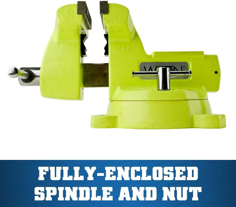 Wilton High-Vis Safety Bench Vise, 5' Jaw Width, 5-1/4' Jaw Opening, 3-3/4' Throat (Model 1550)