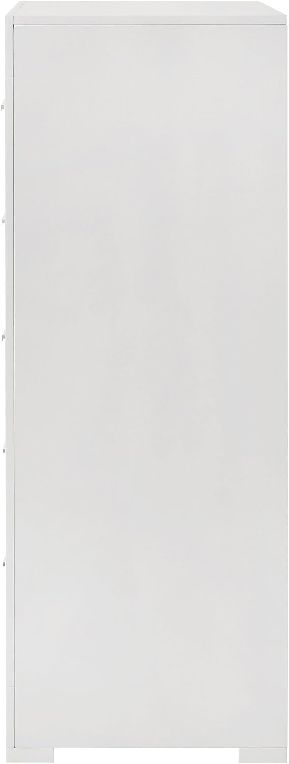 Coaster Home Furnishings - Ives - Wood - 5-Drawer Chest with 3-Dimensional Diamond Tile, Felt-Lined Top Drawer and Metal Glides - Contemporary - Bedroom - White High Gloss - 224945