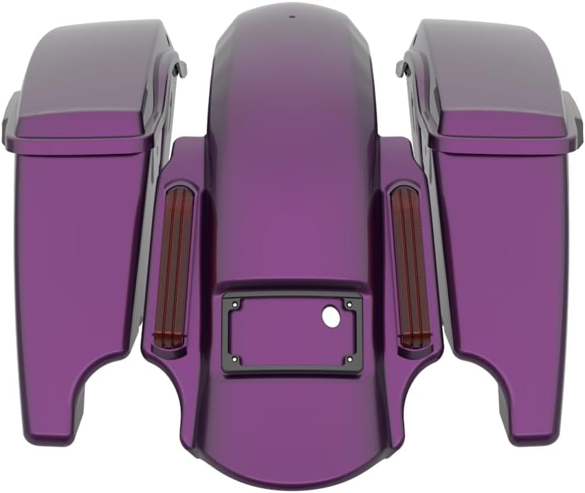 Advanblack Color Matched Stretched Bags, Lids Black Latch Hardware for '23-'24 Harley Touring CVO & 2024 Street Glide, Road Glide (Poison Berry)