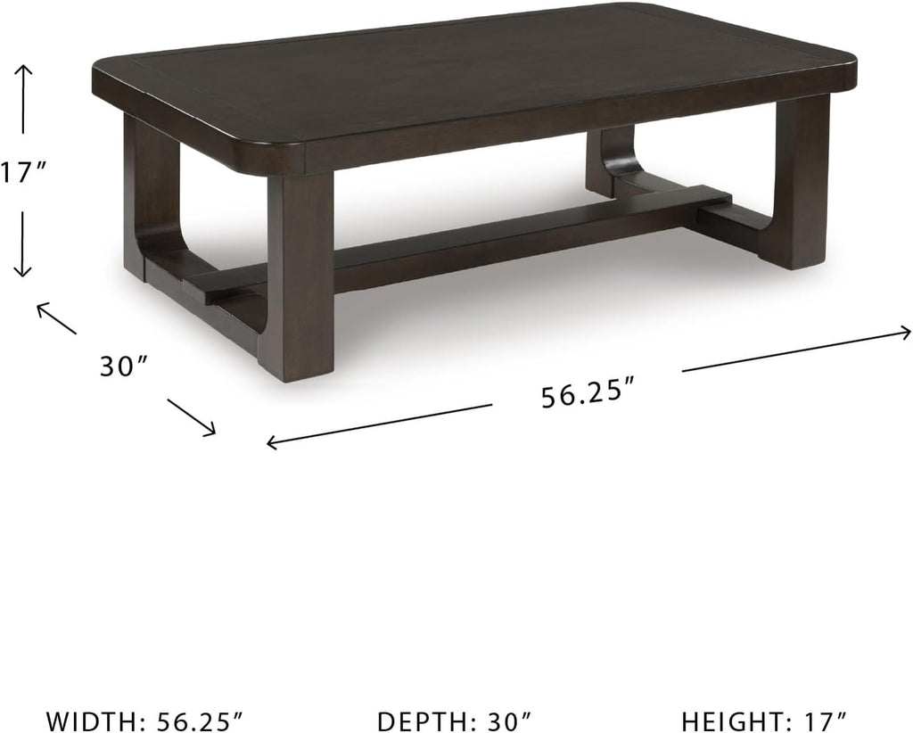 Signature Design by Ashley Breckington Modern Coffee Table with Trestle Base, Dark Brown