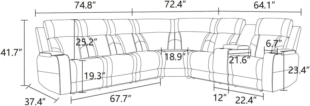 Reclining Sectional, Power Sectional Couch, Leather Sofa Set for Living Room, Comfy Home Theater Seating with USB 2.0 Charging Ports, LED Light Strips, Fold-Down Table & Cupholders (Beige)