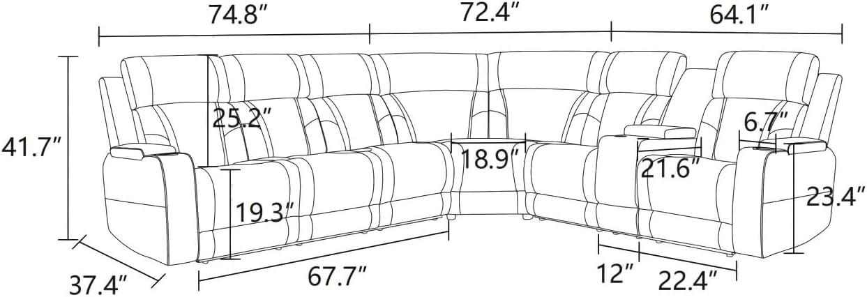 Reclining Sectional, Power Sectional Couch, Leather Sofa Set for Living Room, Comfy Home Theater Seating with USB 2.0 Charging Ports, LED Light Strips, Fold-Down Table & Cupholders (Beige)
