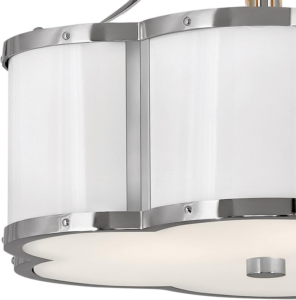 Hinkley Chance Two Light Medium Semi-Flush Mount Fixture, Classic, Timeless Details, Etched Lens, Polished White w/Polished Nickel Accents