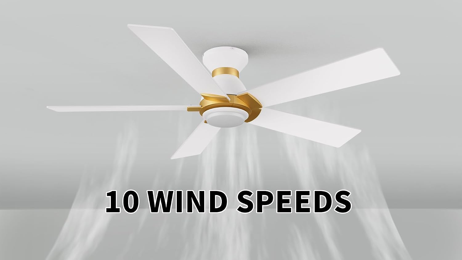Carro Smart Flush Mount Ceiling Fans with Lights 52', 3 Light Colors Dimmable, 10 Speeds DC Ceiling Fan with Remote, Outdoor, Compatible with Alexa, Siri & Google Home, White Gold