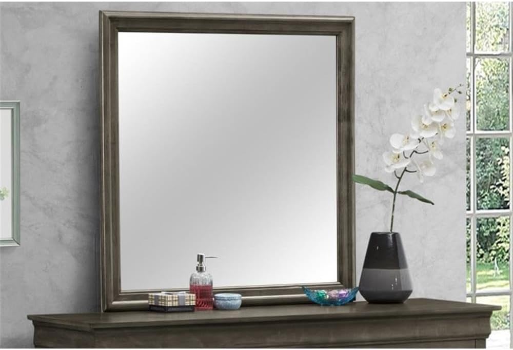 Glory Furniture Louis Phillipe Mirror in Gray