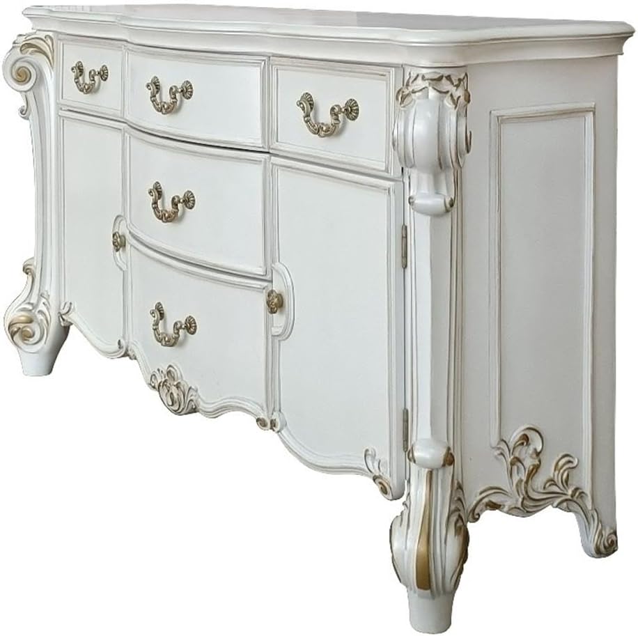 Acme Furniture Wood Dresser with 5 Drawers, Antique Pearl