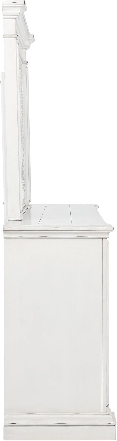 Coaster Home Furnishings - McKinney - Poplar Wood - 6-Drawer Dresser with 50-Inch Rectangular Mirror, Traditional Style, Jewelry Tray, and Antique Bronze Hardware - Bedroom - Vintage White - 215873M