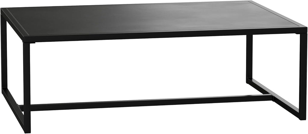 Flash Furniture Brock Commercial Grade Steel Modern Patio Coffee Table, Rectangular Outdoor Coffee Table with Textured Top and Square Leg Frame, Black