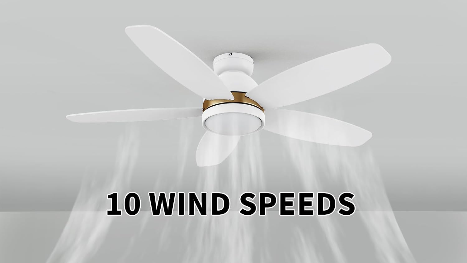 Carro 48' Ceiling Fan with Light Flush Mount, DC 10 Speeds Silent with Remote, 3 Light Colors Dimmable LED Ceiling Fan Low Profile for Living Room, White Gold