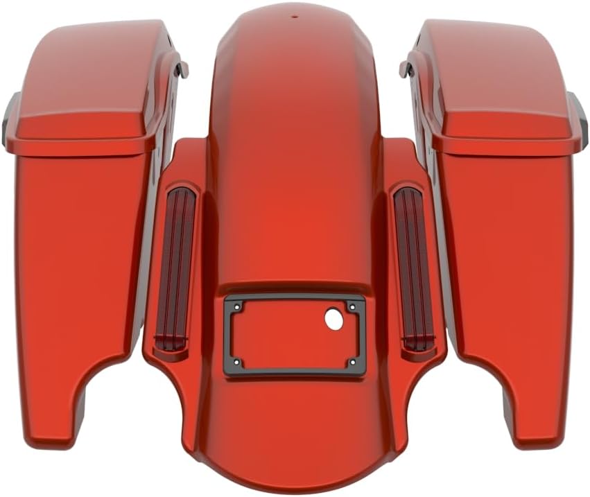 Advanblack Color Matched Stretched Bags, Lids Black Latch Hardware for '23-'24 Harley Touring CVO & 2024 Street Glide, Road Glide (Red Rock)