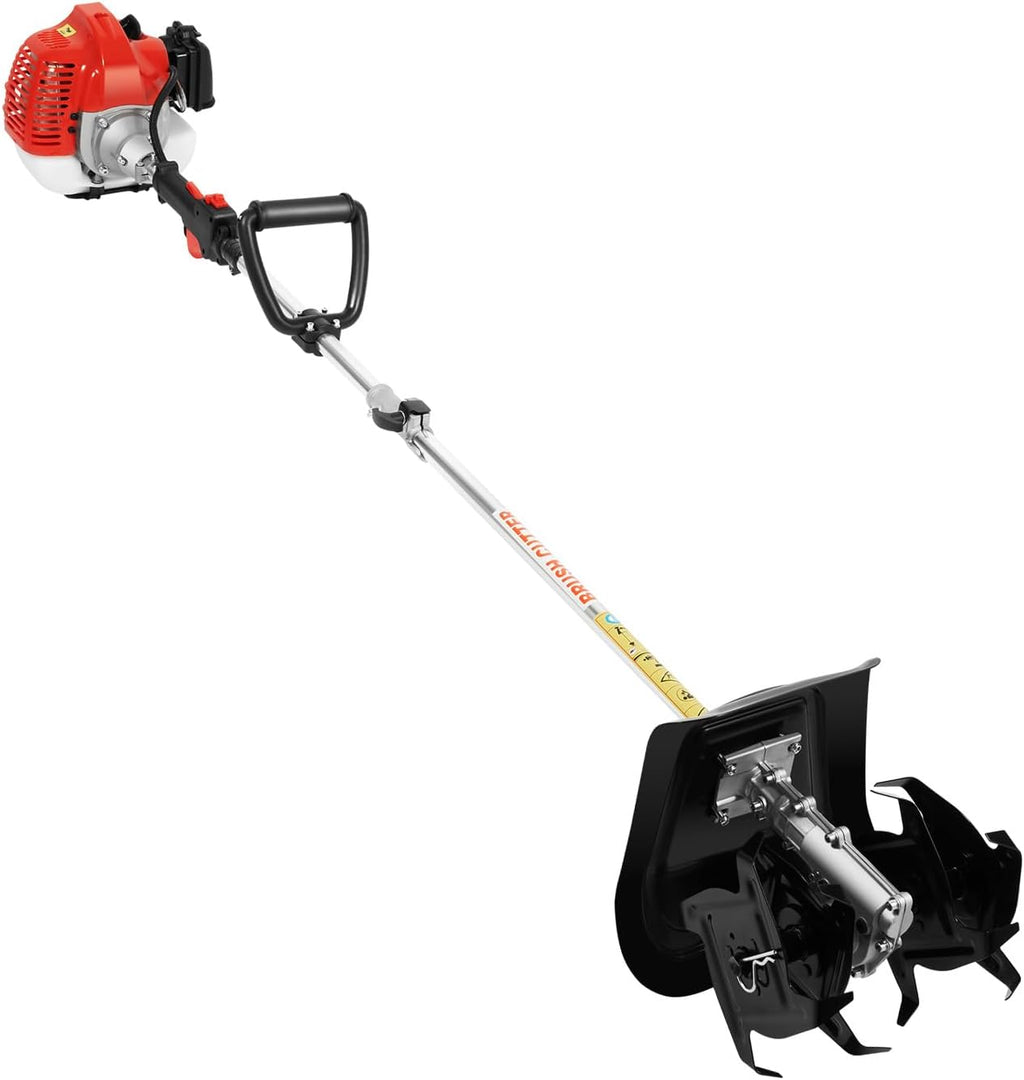 Cordless Tiller Cultivator, 51.7CC 2-Stroke Gas Powered Garden Tiller, Lightweight Rototiller for Gardening, 9 Inch Tilling Width, Handheld Microtiller Hoeing Machine for Lawn, Soil Cultivation