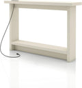 24/7 Shop at Home Elvis 32 inch Modern Wooden Console Table with Charging Station, USB Ports and Shelf, Behind Couch Furniture for Living Room, Entryway, Foyer, Hallway, Office, Soft White