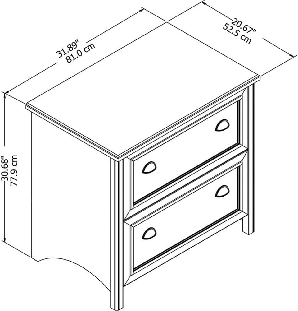 Bush Furniture Fairview 2 Drawer Lateral File Cabinet in Antique White/Tea Maple, Home Office Storage for Letter, Legal, and A4-Size Documents