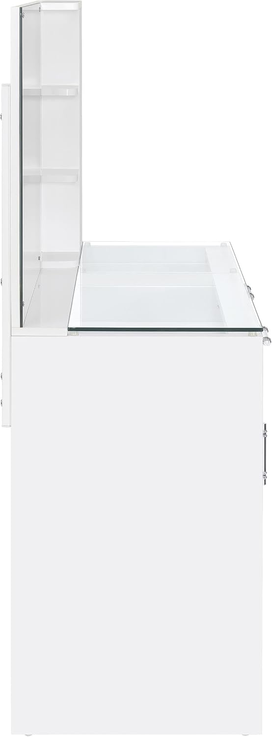 Coaster Home Furnishings Flora 2-Drawer Vanity Set with Led Mirror White High Gloss