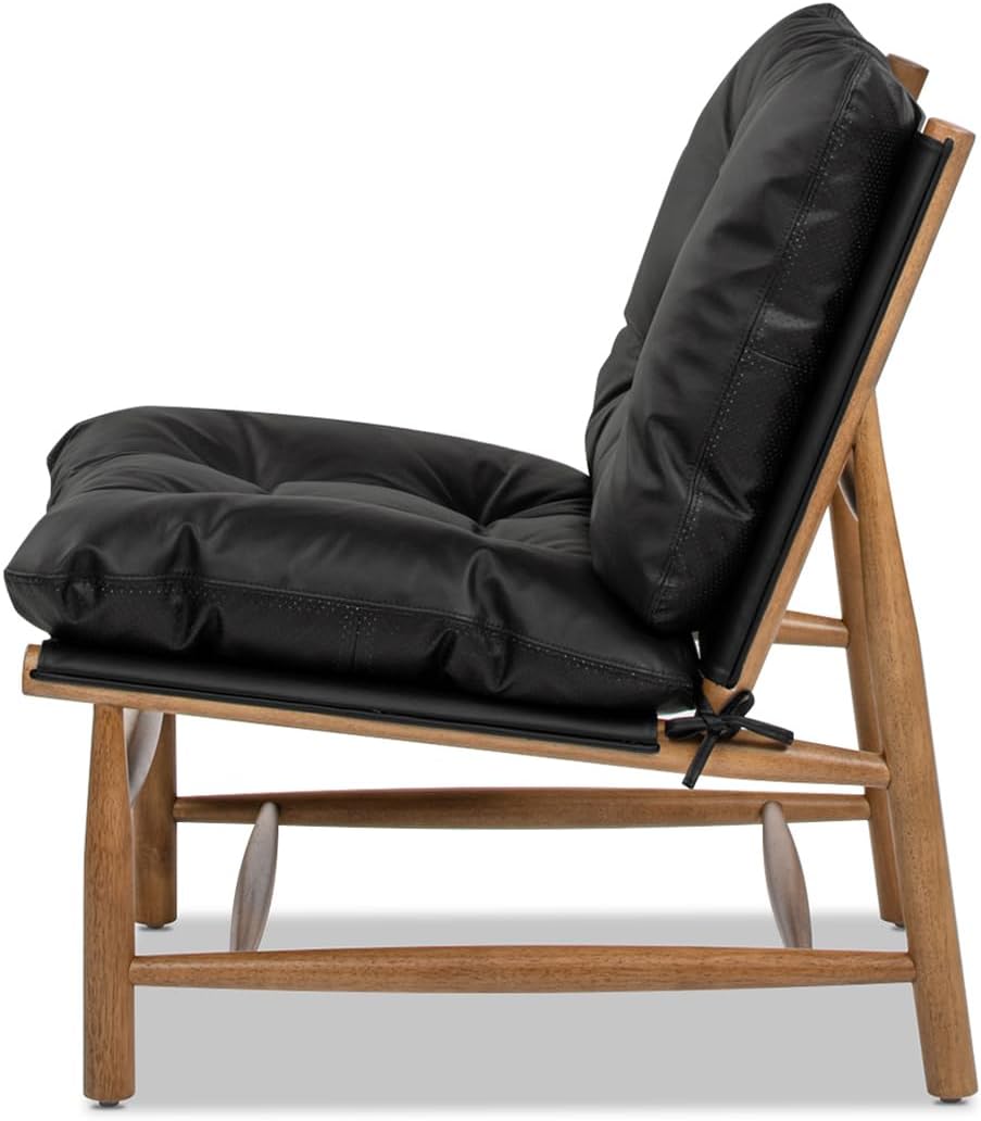 Jennifer Taylor Home Oxford 26.5' Leather Mid-Century Modern Accent Chair, Noir Black Leather