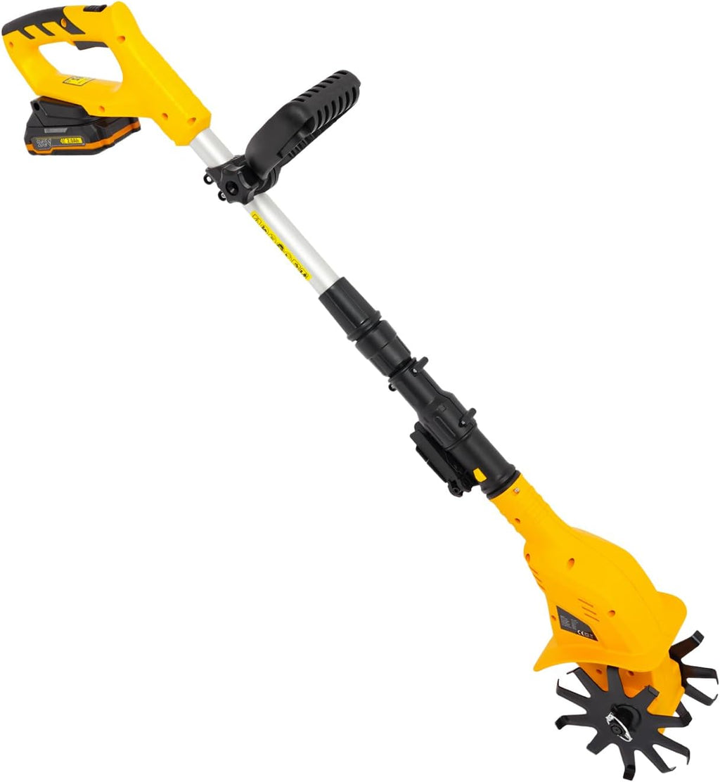 Cordless Tiller Cultivator for Gardening, 20V Electric Garden Tiller, 2Ah Battery Powered Garden Rototiller with Charger, Handheld Rotary Tillers for Lawn Gardening Soil Cultivation