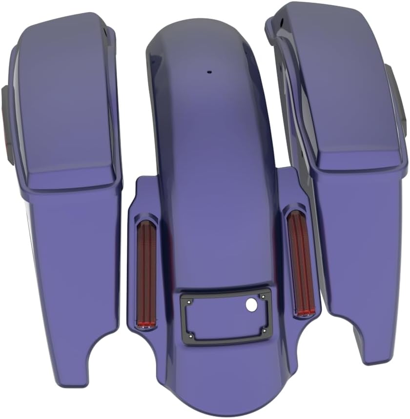 Advanblack Color Matched Stretched Bags, Lids Black Latch Hardware for '23-'24 Harley Touring CVO & 2024 Street Glide, Road Glide (Purple Abyss)