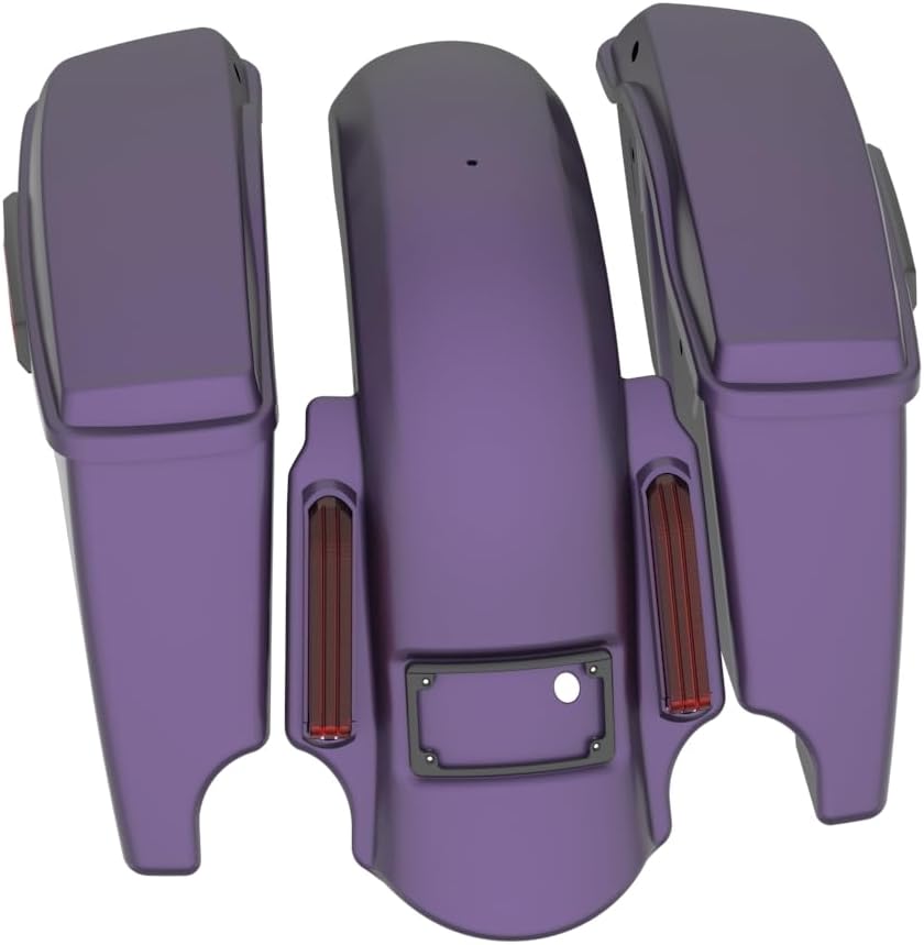 Advanblack Color Matched Stretched Bags, Lids Black Latch Hardware for '23-'24 Harley Touring CVO & 2024 Street Glide, Road Glide (Purple Abyss Denim)