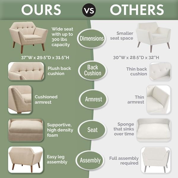 Ink+Ivy Newport Wide Mid-Century Modern Lounge Chair Hand-Tufted Velvet Upholstered Accent Armchair with Solid Wood Pecan Legs for Living Room Bedroom Reading