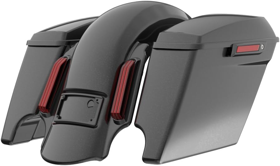 Advanblack Color Matched Stretched Bags, Lids Black Latch Hardware for '23-'24 Harley Touring CVO & 2024 Street Glide, Road Glide (Raven Fade)