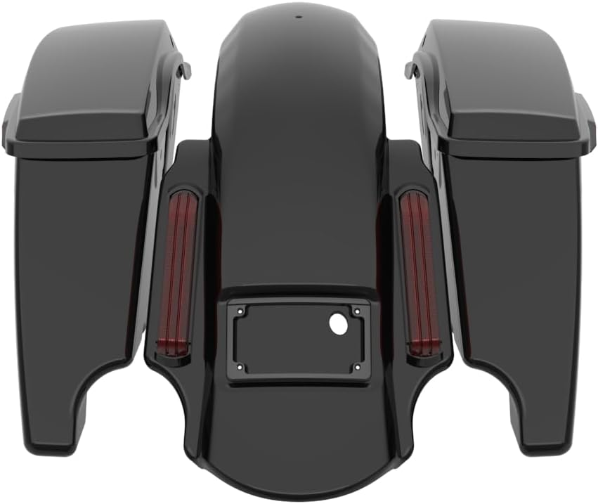 Advanblack Color Matched Stretched Bags, Lids Black Latch Hardware for '23-'24 Harley Touring CVO & 2024 Street Glide, Road Glide (Vivid Black)