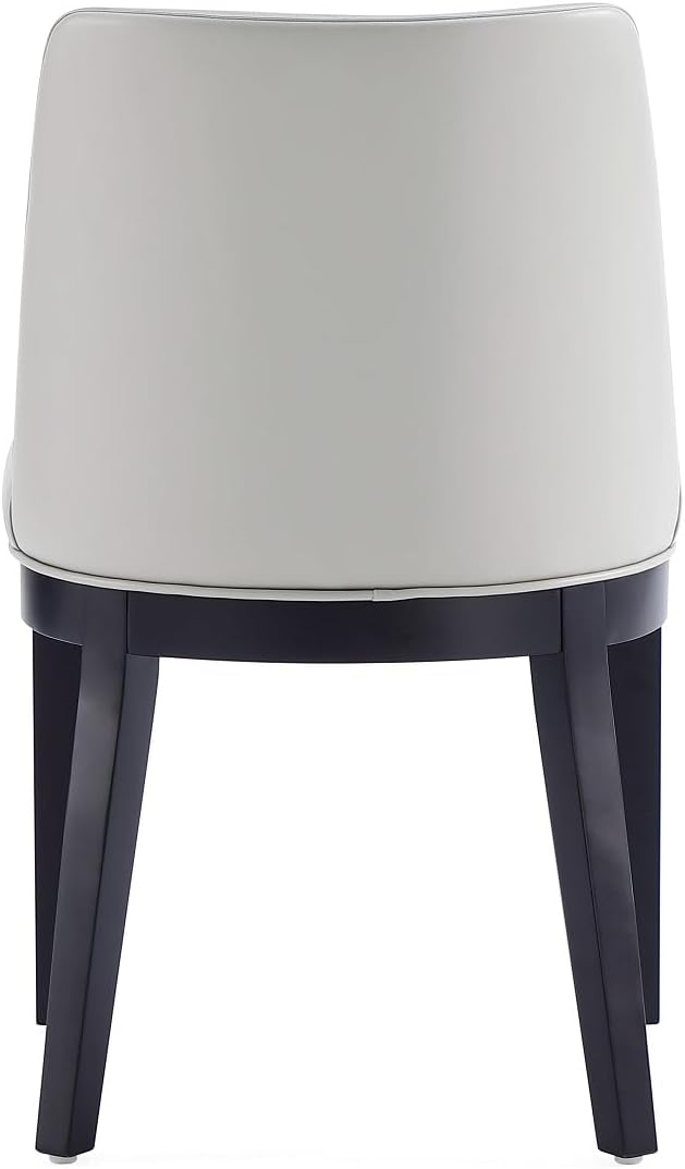 Manhattan Comfort Gansevoort Modern Faux Leather Dining Chair with Solid Beech Wood Frame, Upholstered Accent Furniture for Kitchen Table or Office, Set of 2, Light Grey