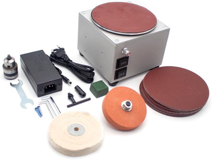 6 Inch Disc Sanding Grinding Polishing Machine Electric Benchtop Sandpaper Knife Sharpener Dual Motor Speed Adjustable Ginder