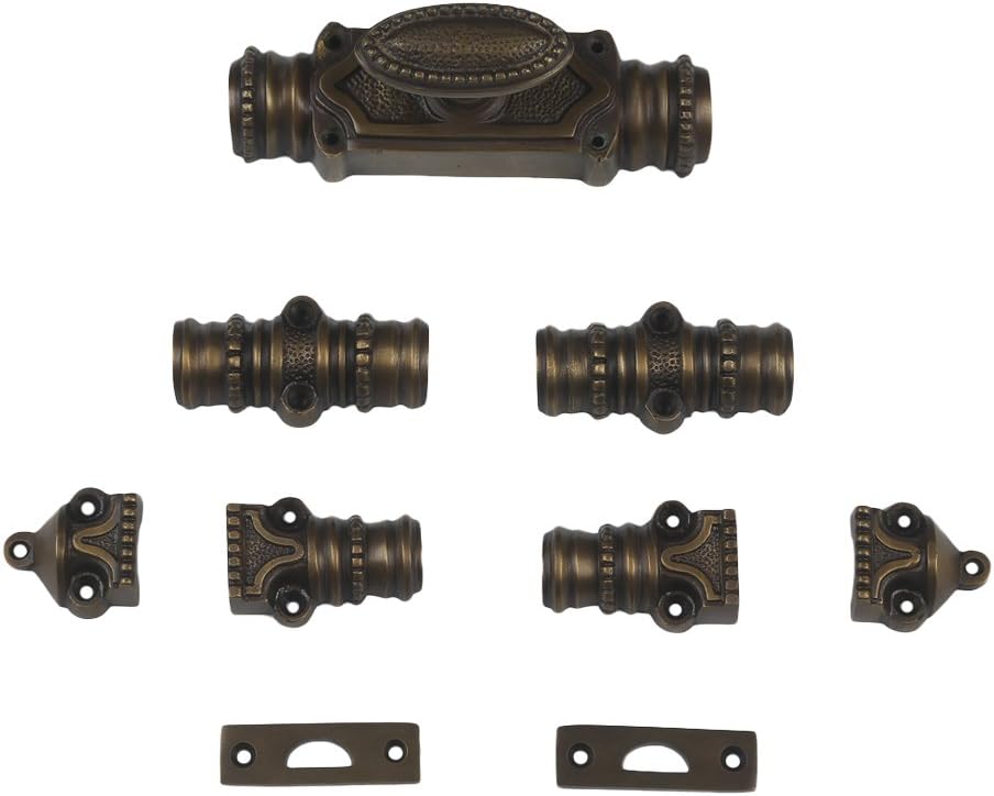 A29 Hardware 9 Feet Cremone Bolt for French Doors and Cabinets, Door Lock, Antique Brass Finish - Cremone Bolt Door Hardware, Vintage and Stylish Home Decor, Solid Brass Beaded Style