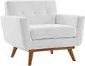 Modway Engage Mid-Century Modern Upholstered Fabric Armchair in White