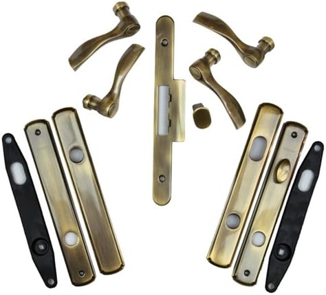 Andersen® Newbury Style (Double Active) Hinged Door Hardware Set in Antique Brass